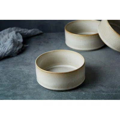 Artisan Stoneware Cereal Bowl Set Of 6, Double Reactive Glaze Soup Bowls, 23 Oz Deep Bowls For Cereal, Oatmeal, Dessert, Dishwasher & Microwave Safe, | Wayfair North America