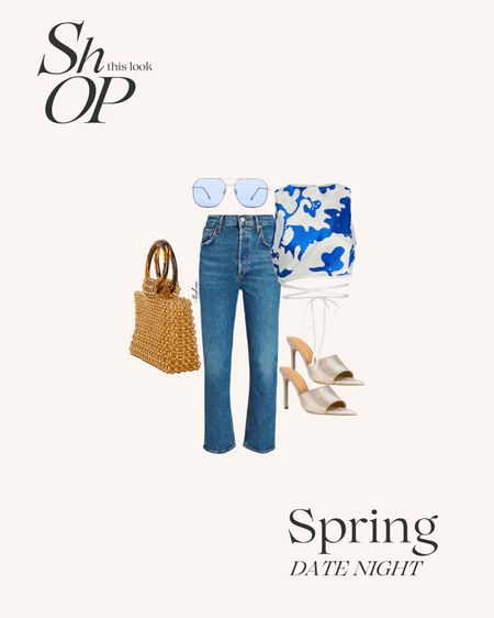 This Spring and Summer 2023 outfit is a perfect blend of stylish and cute! A pair of jeans and a cropped top, paired with a pair of statement heels and a pair of chic sunglasses, make this the perfect look for any occasion. Feel fashionable and confident in this easy, comfortable, and stylish ensemble. Whether you're heading out for a night on the town or just a casual day out, you'll be sure to turn heads in this adorable outfit!

#LTKstyletip #LTKshoecrush #LTKSeasonal