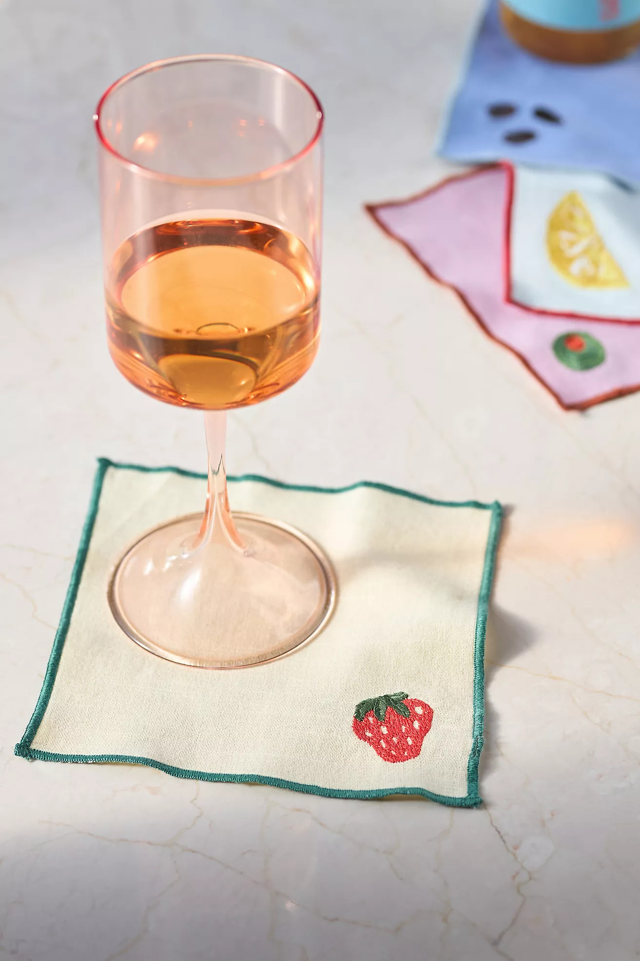 Happy Hour Embroidered Cocktail Napkins, Set of 4 | Anthropologie (US)
