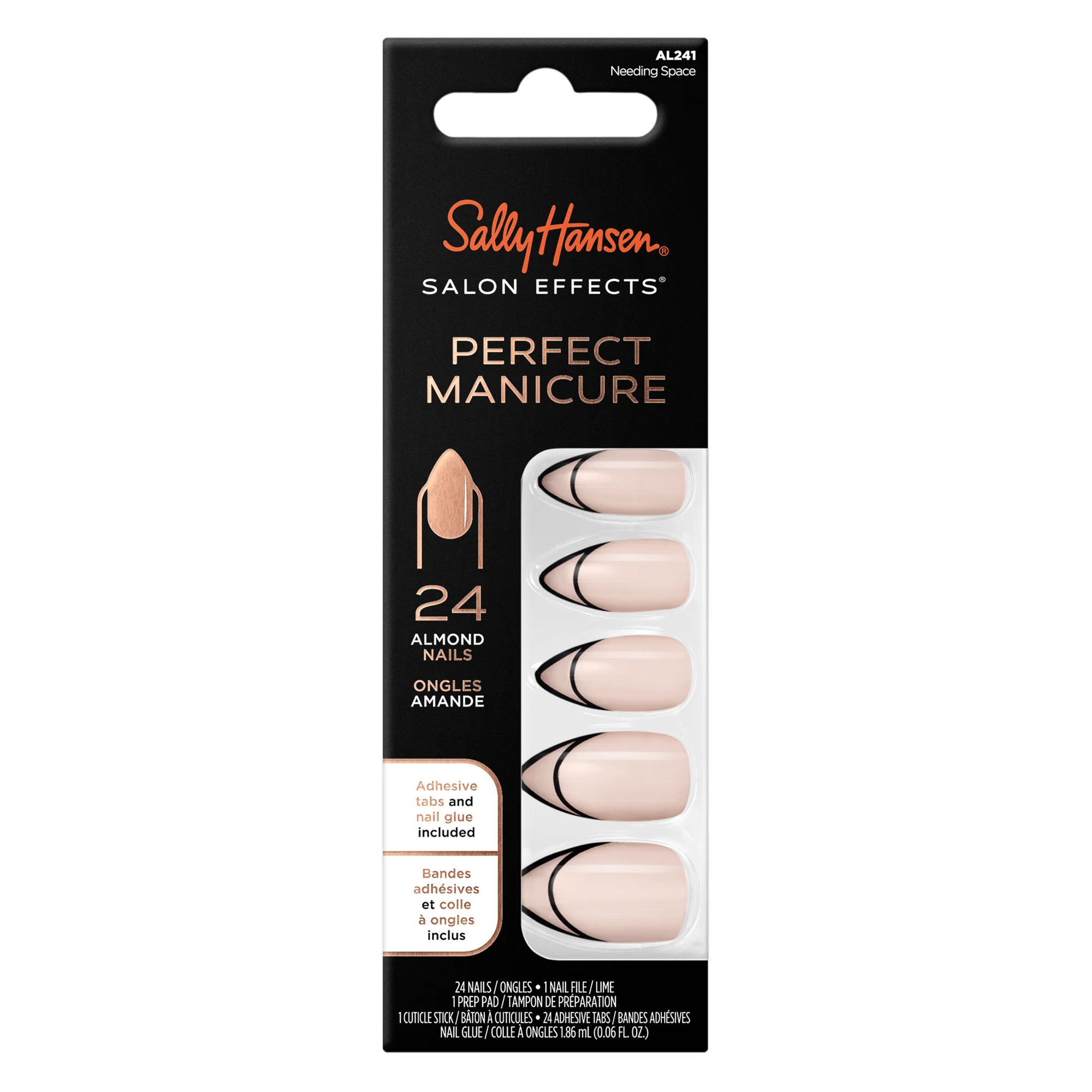 Sally Hansen Perfect Manicure Press on Nail Kit, Almond, Needing Space, 24pcs | Walmart (US)