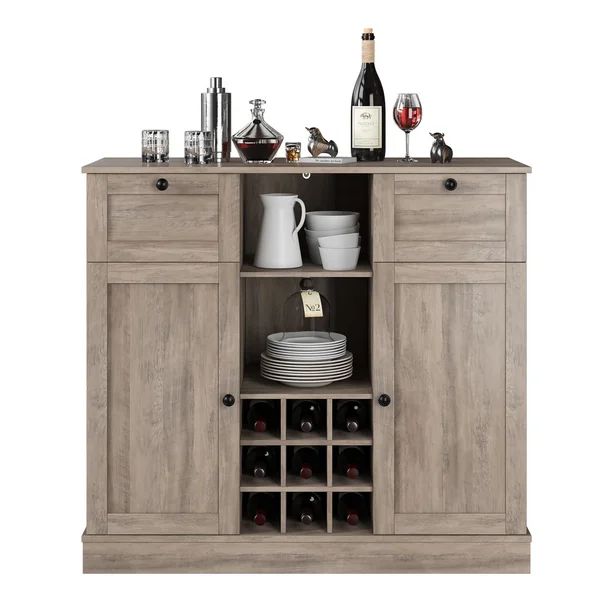 Homfa Bar Storage Cabinet with Removable Wine Rack, Wine Bar Buffet Sideboard with Storage, Wash ... | Walmart (US)