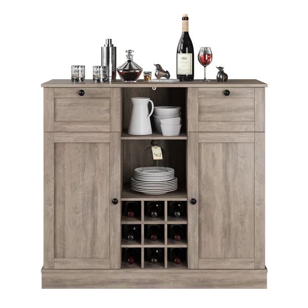 Homfa Bar Storage Cabinet with Removable Wine Rack, Wine Bar Buffet Sideboard with Storage, Wash ... | Walmart (US)