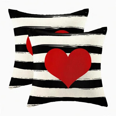 Love Heart Valentine's Day Pillow Covers - Set of 2, Throw Pillows Case for Mother's Day & Anniversary Decor. Farmhouse Linen Cushion Covers for Home | Wayfair North America