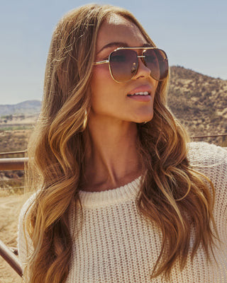 Berlin Ombre Oversized Aviator Sunglasses Gold / O/S | VICI