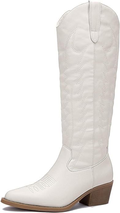 GLOBALWIN Women's Knee High Long Pointed Toe Western Cowboy Boots | Amazon (US)