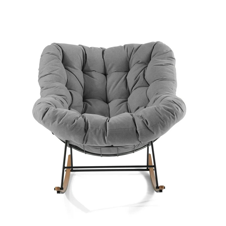 Better Homes & Gardens Marlow Papasan Outdoor Rocking Chair, Gray | Walmart (US)