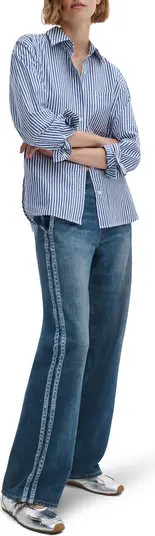 Miramar Side Stripe High Waist Wide Leg Cotton Terry Sweatpant Track Pants | Nordstrom