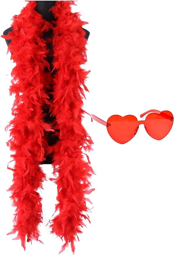 JICASTO Colorful Feather Boas, 6.6ft Feather Boa for Women for Dancing Wedding Party Halloween,wi... | Amazon (US)