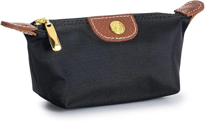 Womens Unique Change Purse Vintage Nylon Zip Coin Wallet Mini Bag (Black) | Amazon (US)