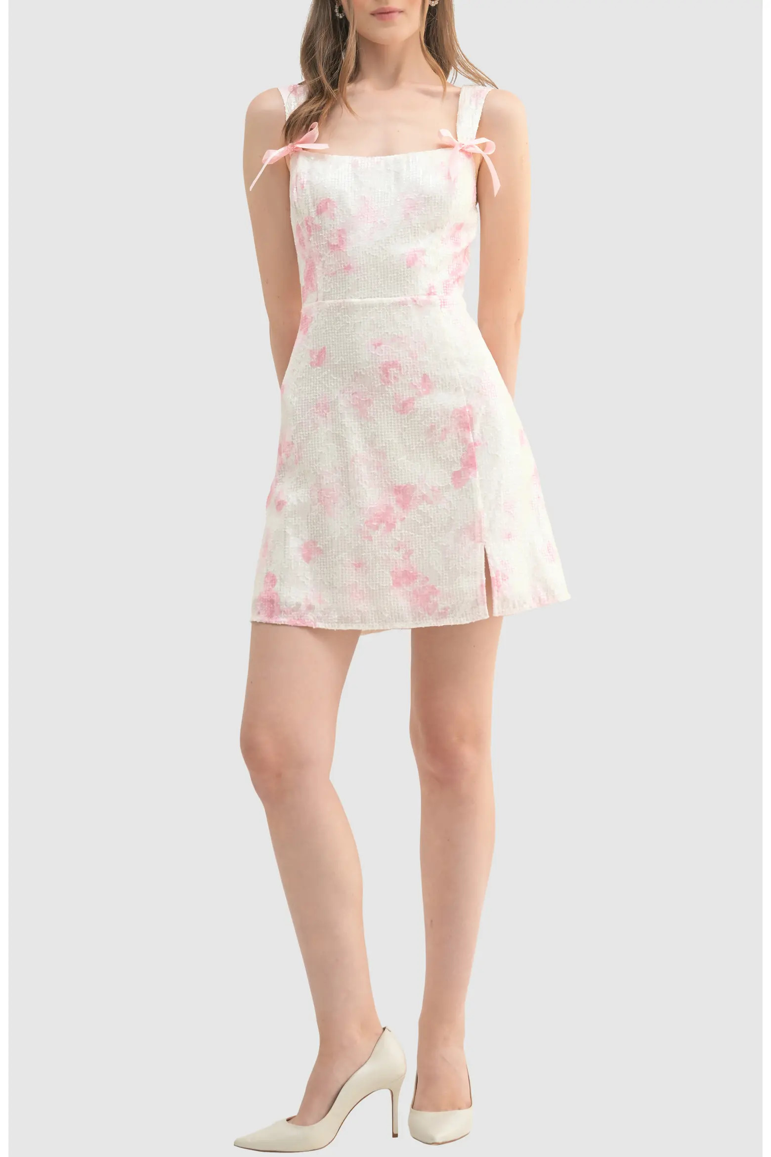 Sequin Rose Print Bow Minidress (Women) | Nordstrom | Nordstrom