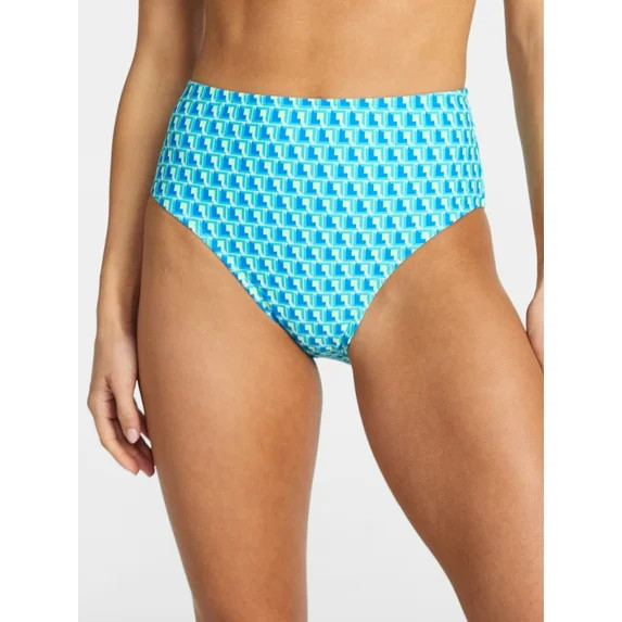 Time and Tru Women's and Women's Plus Size High Waist Geo Print Bikini Bottoms, Sizes XS-3X, Fami... | Walmart (US)