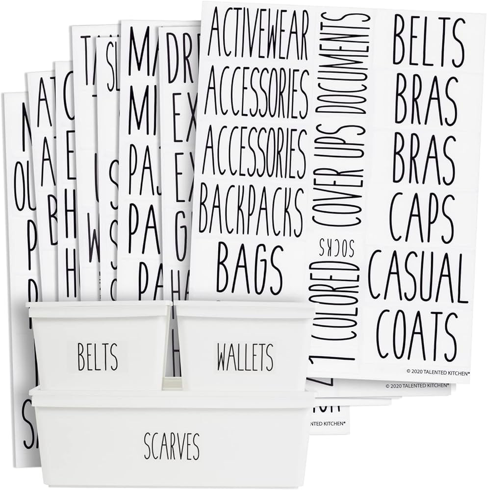 Talented Kitchen 133 Closet Labels for Bins and Baskets, Preprinted Water Resistant Stickers for ... | Amazon (US)