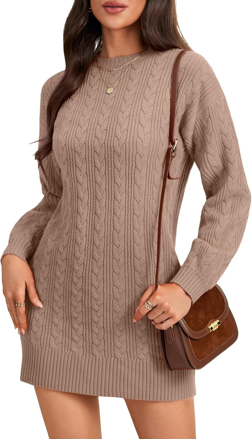 LYANER Women's Cable Knit Mini Sweater Dress | Amazon (US)