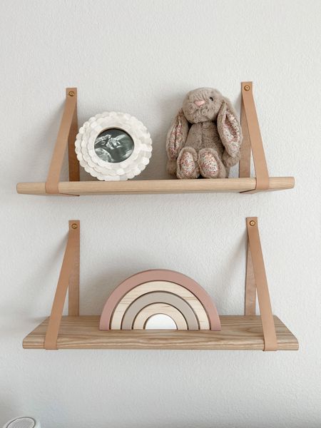 nursery shelves 🌸 

wooden rainbow decor / Etsy finds / Jellycat bunny / stuffed animal / round frame / wooden shelves / neutral nursery decor 

#LTKbump #LTKbaby #LTKkids