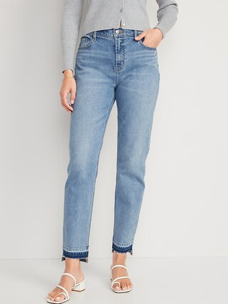 Mid-Rise Cut-Off Boyfriend Straight Jeans for Women | Old Navy (US)