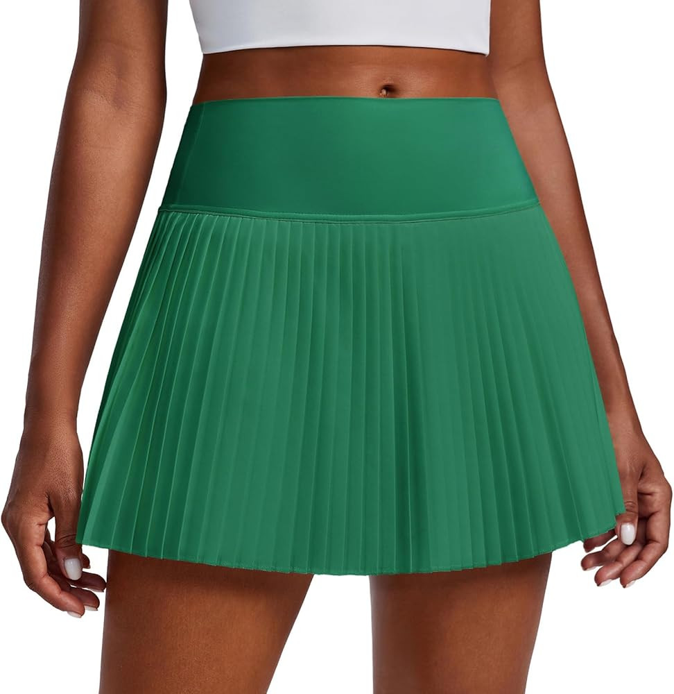 PINSPARK 15" High Waist Pleated Tennis Skirts for Women with Shorts Mini Athletic Workout Golf Sk... | Amazon (US)