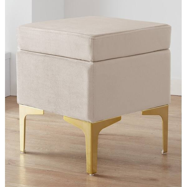 Madison Modern Contemporary Square Upholstered Velvet Ottoman - Gold Metal Legs - Overstock - 329... | Bed Bath & Beyond