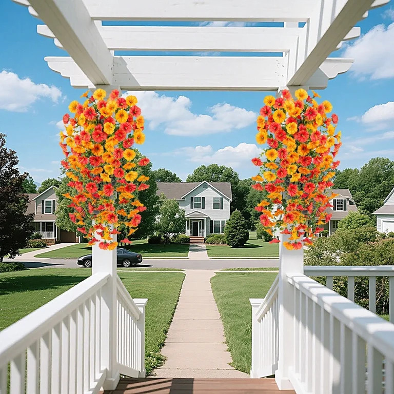 Twfbrm Artificial Hanging Flowers for Outdoor, 30" Long Realistic Silk Morning Glory with Eucalyp... | Walmart (US)