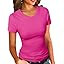PALINDA Women's Crew Neck Ribbed Fitted Shirt Basic Short Sleeves Summer T Shirt Tops | Amazon (US)