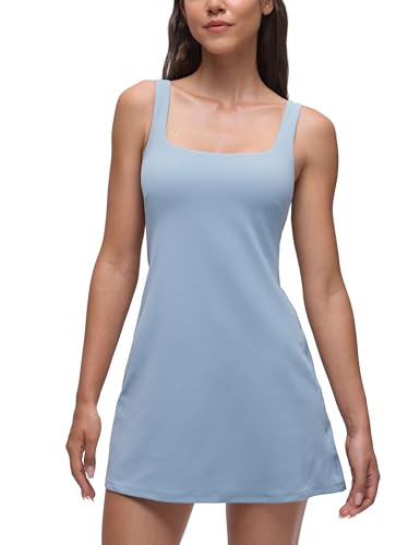 CRZ YOGA Butterluxe Linerless Square Neck Tennis Dress for Women - A Line Casual Outfits with She... | Amazon (US)