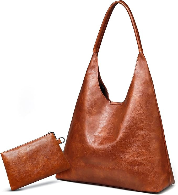 Hobo Bags for Women Retro Vegan Leather Slouchy Tote Shoulder Purses Handbag with A Small Purse | Amazon (US)
