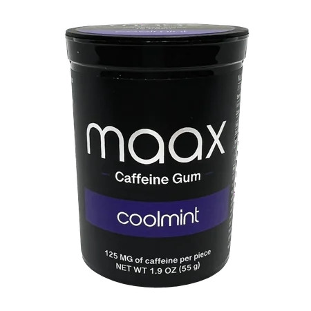 Maax Caffeine Gum | 100mg of caffeine per piece | Coolmint | 125 total pieces per box | Walmart (US)
