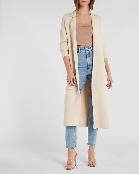 Cozy Notch Collar Duster Cardigan | Express