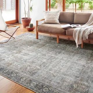 Alexander Home Sophia Distressed Grey Oriental Area Rug | Bed Bath & Beyond