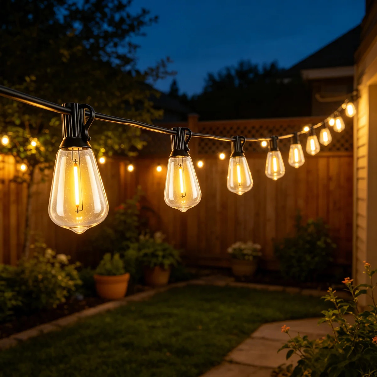 Outdoor String Lights Patio Lights with Shatterproof ST38 Bulbs | Wayfair North America