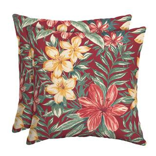 16 x 16 Ruby Clarissa Square Outdoor Throw Pillow (2-Pack) | The Home Depot