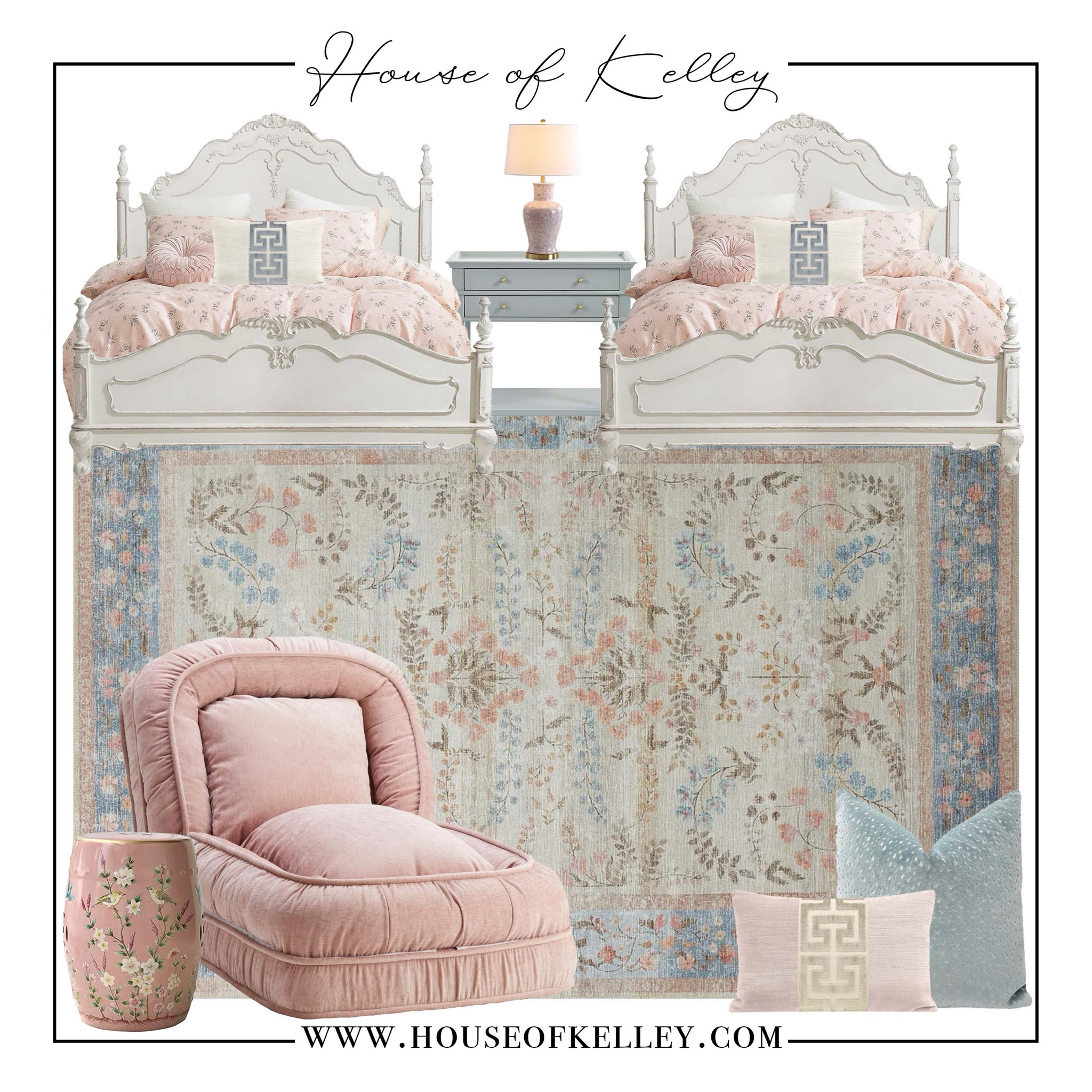 Girls bedroom, teen girl bedroom, shared bedroom, sibling room, twin bedroom, twin sister bedroom, loloi rug, Amazon home, pink bean bag, big girl room, bedroom makeover, blue nightstand, white bed, bedroom furniture, ornate headboard, ornate bed, pink bedding, duvet bedding, Amazon bedding, floral bedding, floral rug, pink area rug, blue area rug, teen rug, girl rug, blue throw pillow, pink throw pillow, pink lamp, nightstand lamp, teen lamp, girl lamp, white lamp, pink accent chair, tween girl bedroom, pink garden stool, pink accent table  

#LTKFamily #LTKHome #LTKKids