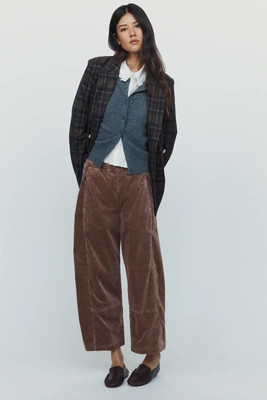 Pilcro Izzie Relaxed Corduroy Pull-On Barrel Pants | Anthropologie (US)
