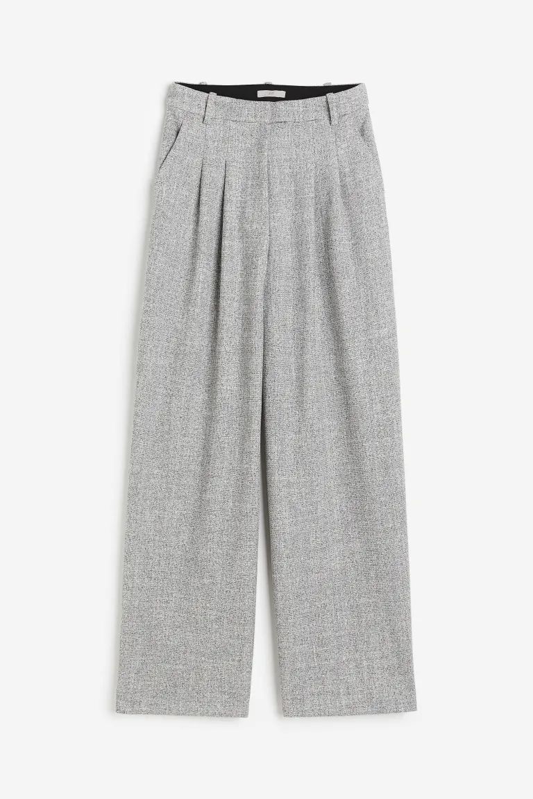 Wide trousers - Grey marl - Ladies | H&M GB | H&M (UK, MY, IN, SG, PH, TW, HK)