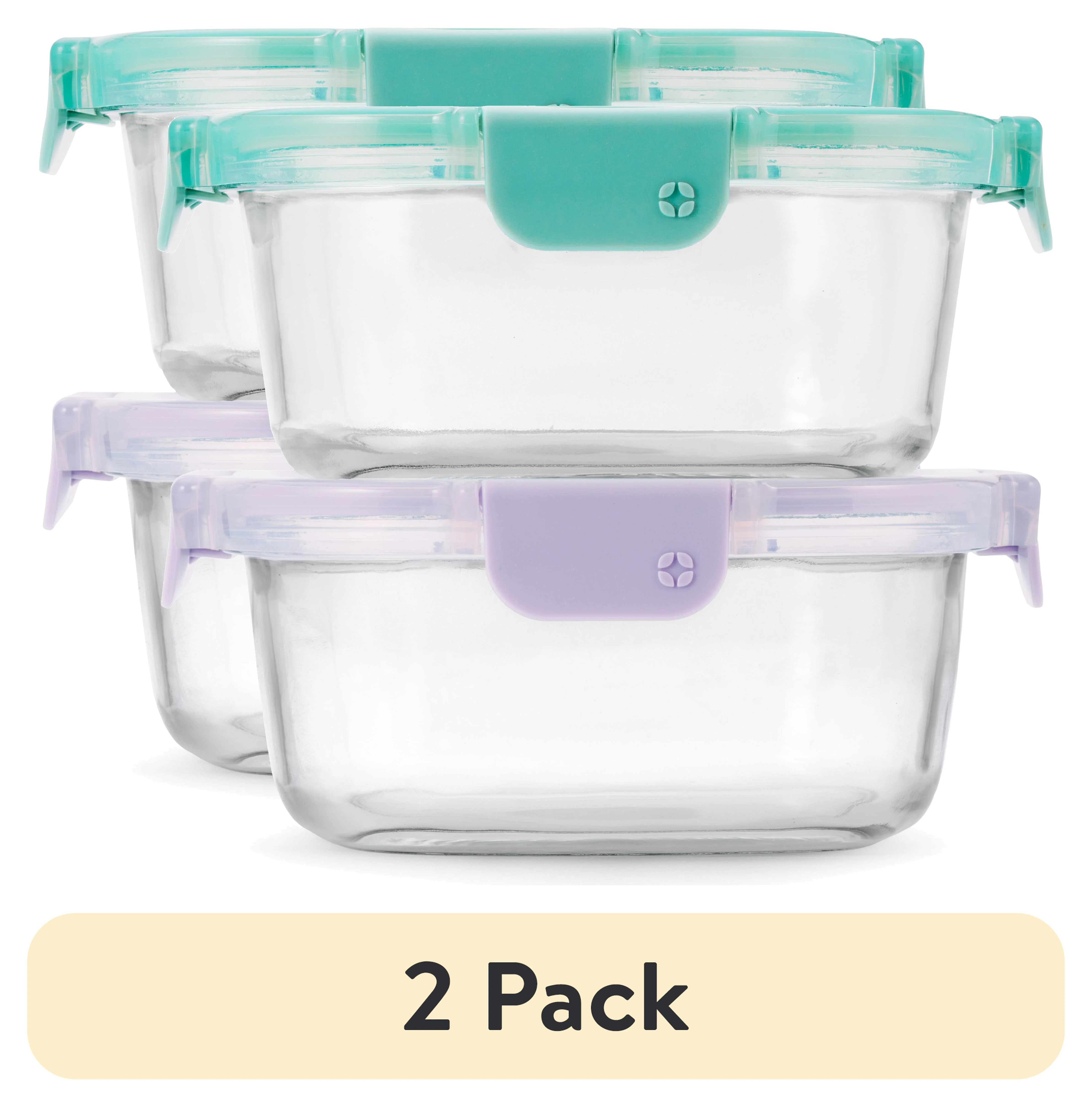 (2 pack) Ello Color Lock 3.4 Cup 2pk Round Glass Meal Prep Containers | Walmart (US)