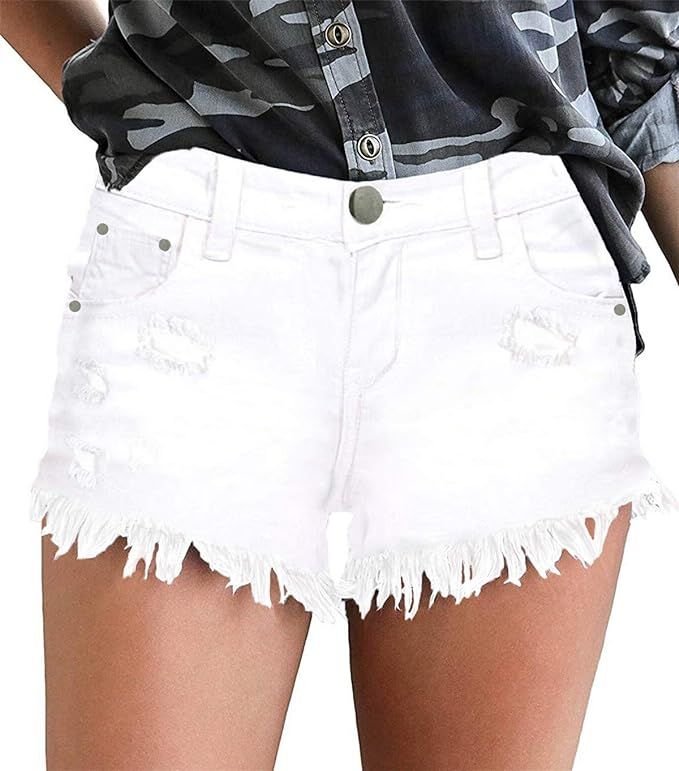 onlypuff Denim Shorts Hot Shorts for Women Casual Summer Mid Waisted Shorts with Pockets | Amazon (US)