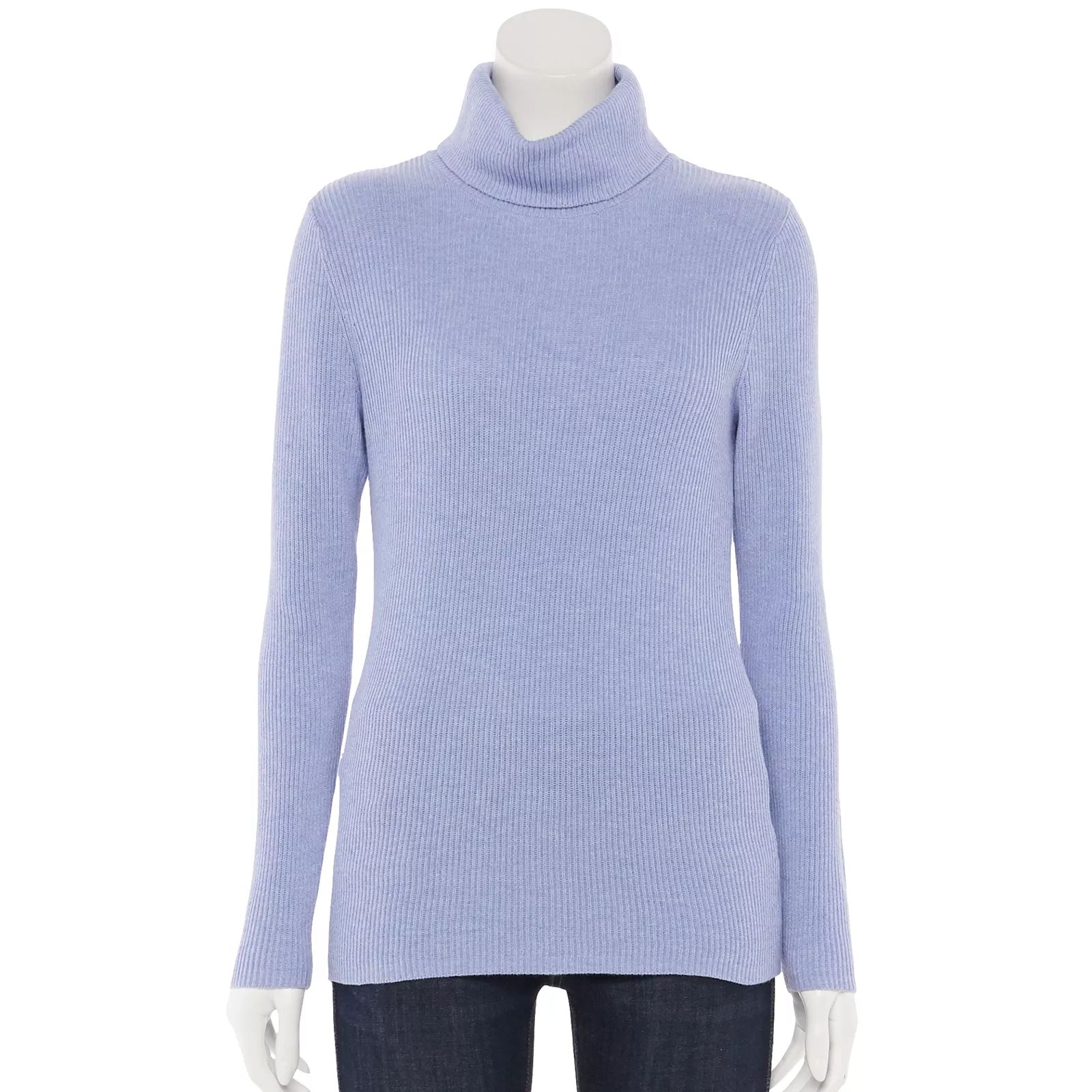 Women's Croft & Barrow Ribbed Turtleneck Sweater, Size: XL, Light Blue | Kohl's