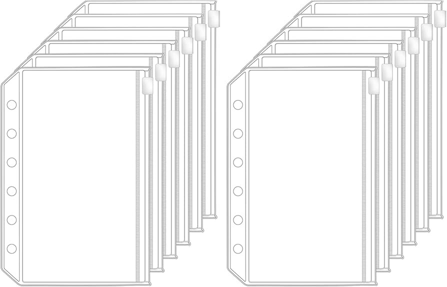 Antner 12pcs A7 Mini Binder Pockets 6 Holes Zipper Cash Envelopes for Budgeting Loose Leaf Bags P... | Amazon (US)