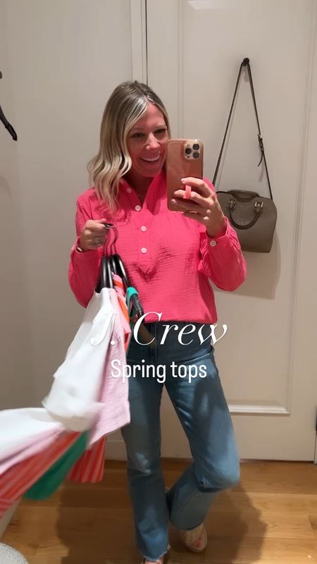 J Crew spring shirts tops gauze blouse button down shirt 

Size 6 striped top (could have used a 2 or 4), small green. XS all others 

#LTKsalealert #LTKSeasonal #LTKstyletip
