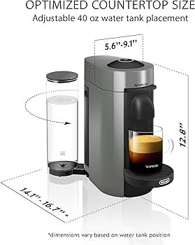 Nespresso Vertuo Plus Coffee and Espresso Maker by De'Longhi, Grey | Amazon (US)