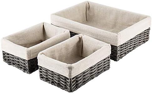 HOSROOME Handmade Wicker Storage Baskets Set Shelf Baskets Woven Decorative Home Storage Bins Dec... | Amazon (US)