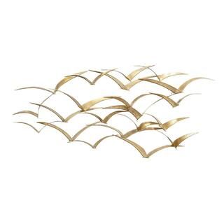 Litton Lane Gold Metal Coastal Birds Wall Decor 21 in. x 47 in. 55598 | The Home Depot