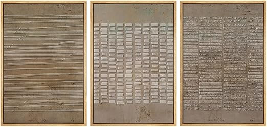 SIGNWIN - Juego de 3 lienzos enmarcados para pared, marrón, geométrico, líneas, ilustraciones... | Amazon (US)