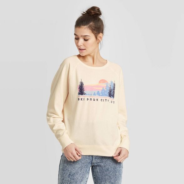Women's Ski Park City Sweatshirt - Grayson Threads (Juniors') - Cream | Target