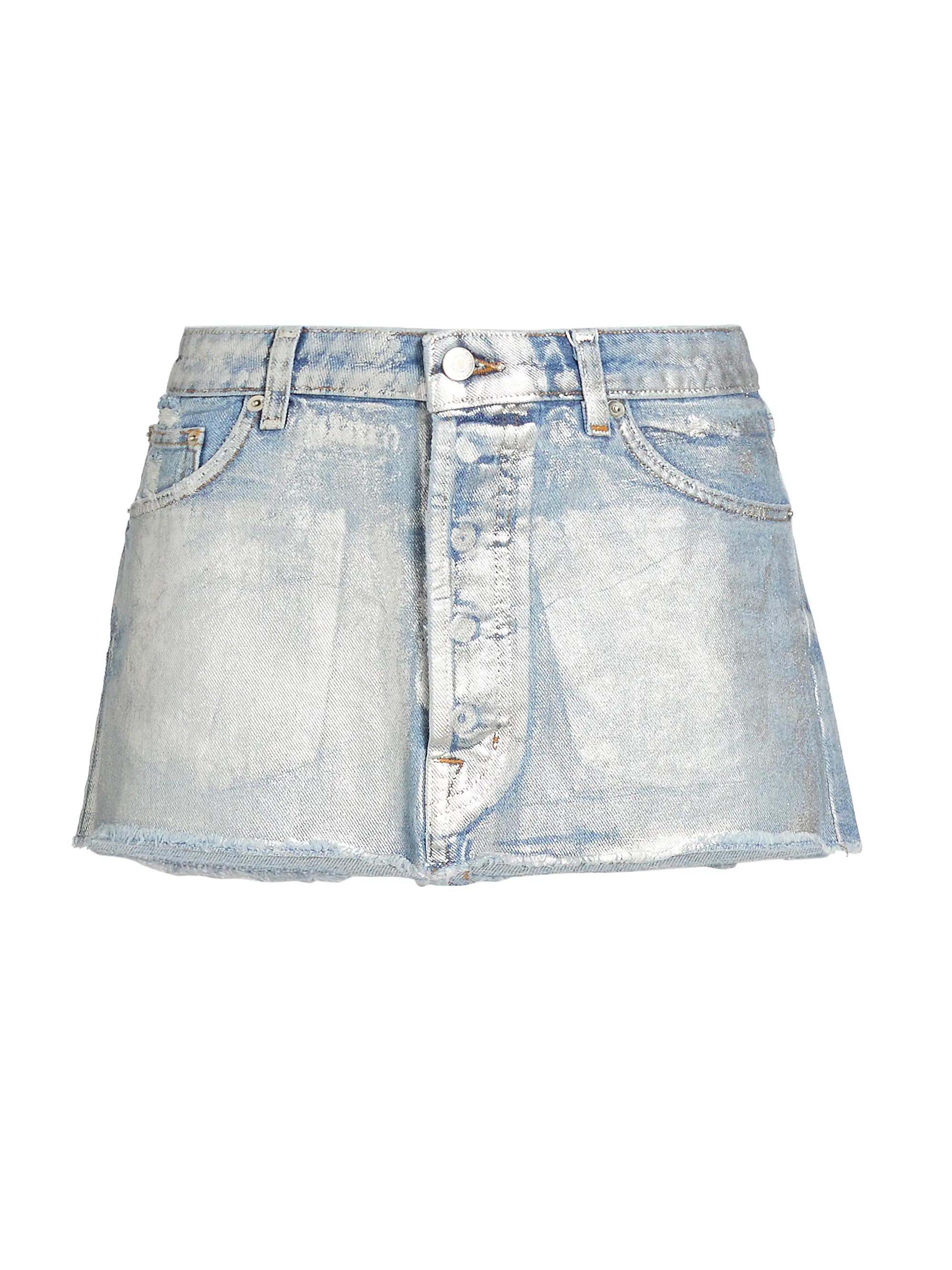 Coated Micro Denim Miniskirt | Saks Fifth Avenue