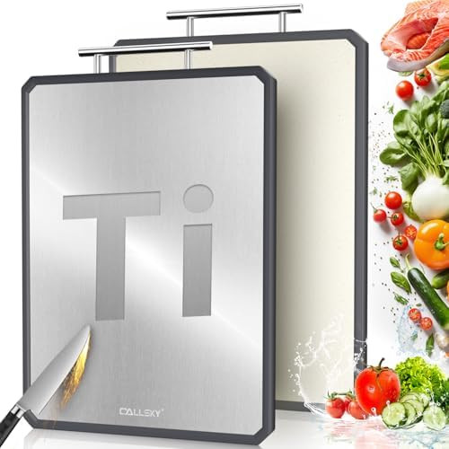 Titanium Cutting Boards for Kitchen, 2 in 1 Non Toxic Cutting Board, Food-Grade Double Sided Pure... | Amazon (US)