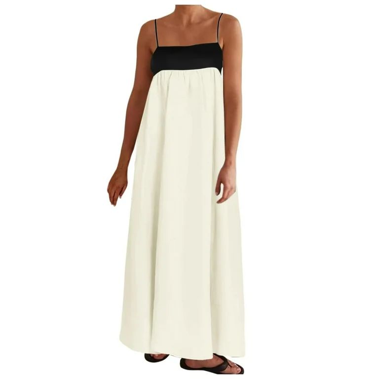 XIANPG Women's Long Dress Spaghetti Straps Sleeveless Skirts Travel Vacation Dress | Walmart (US)
