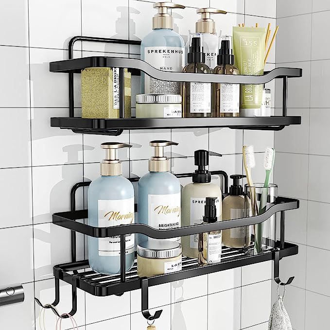 Amazon.com: 2-Pack Adhesive Shower Caddy, Shower Shelf, No Drilling Rustproof Stainless Steel OMA... | Amazon (US)