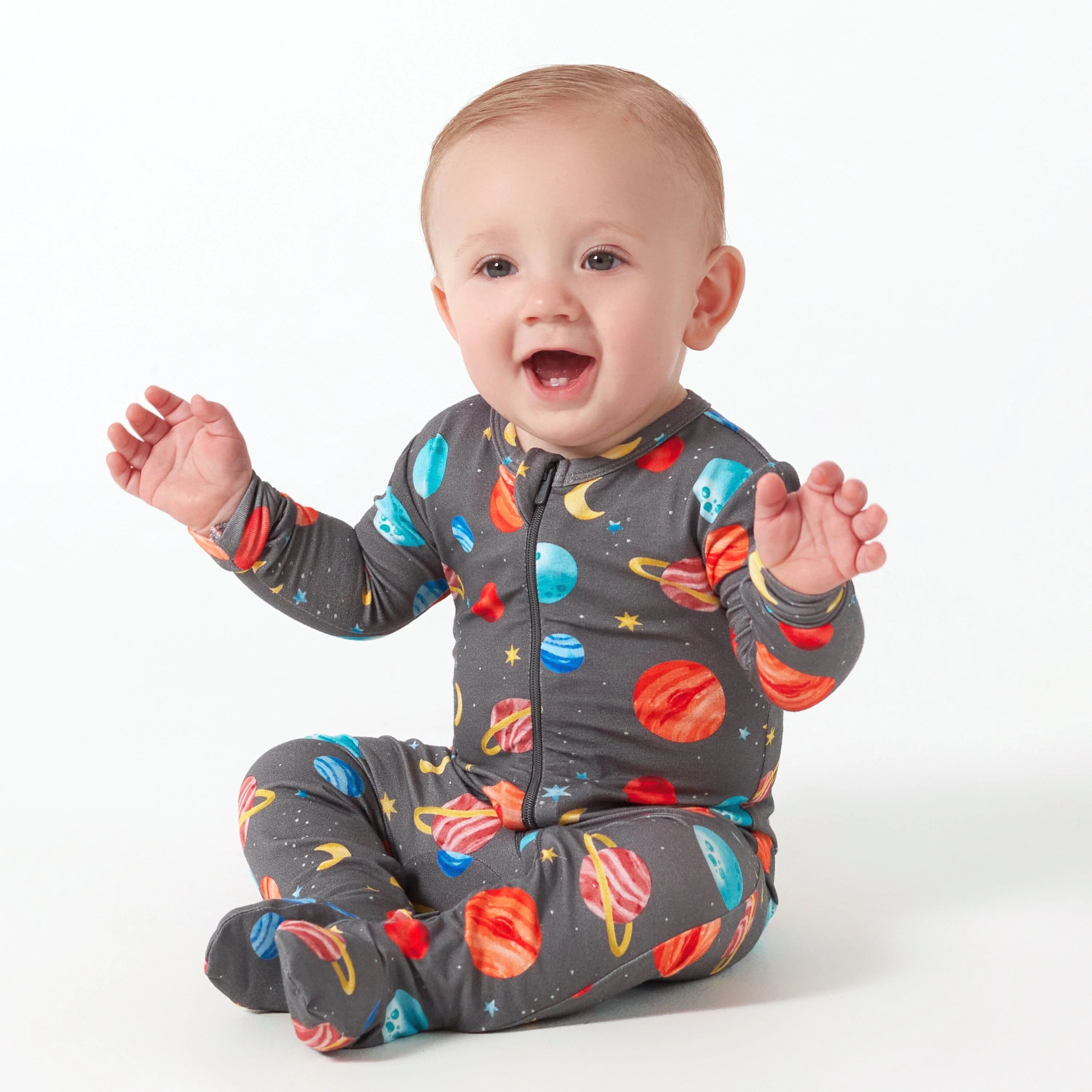 Baby & Toddler Outer Space Buttery Soft Viscose Made from Eucalyptus Snug Fit Footed Pajamas | Gerber Childrenswear