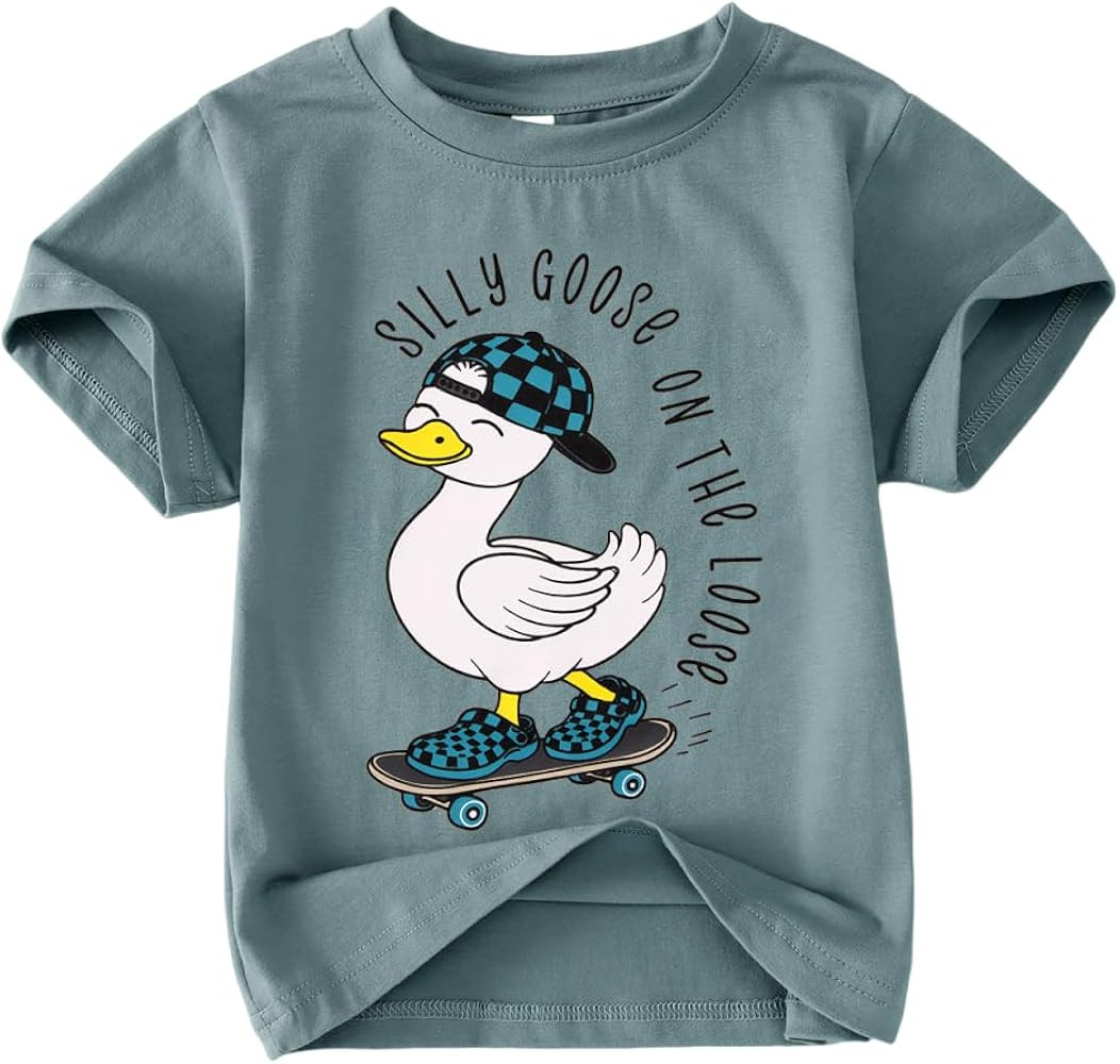 MODNTOGA Toddler Boy Silly Goose T-Shirt Funny Goose On The Loose Graphic Tee Shirt Kid Boys Shor... | Amazon (US)