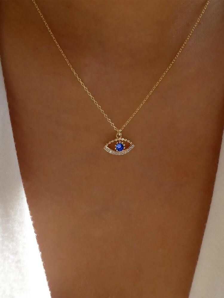 Rhinestone Eye Charm Necklace | SHEIN